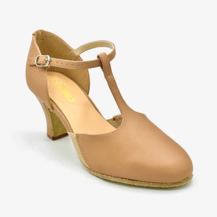 CH57 - Connie 2.5” Heel T-Strap Suede Sole