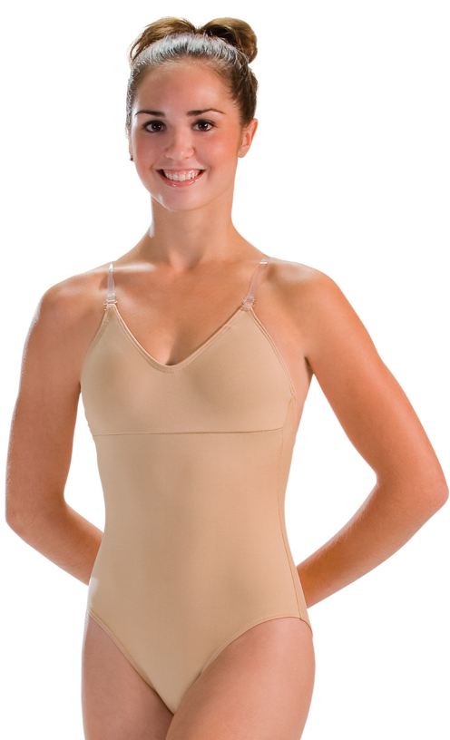 2487 - Convertible Strap V Neck Cami Leo w/Removable Cups