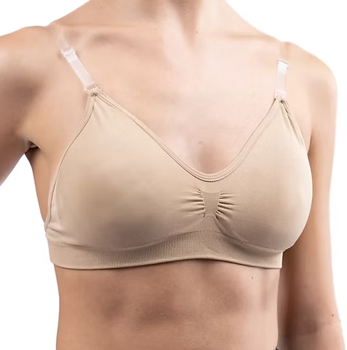 Womens Seamless Clear Strap Dance Bra w/ Removable Padding